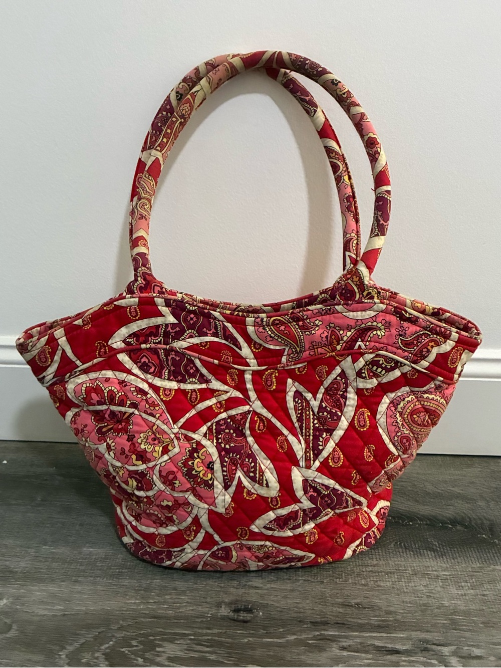 Vera Bradley Quilted Paisley Tote Bag in Red and Pink - Picture 5 of 9